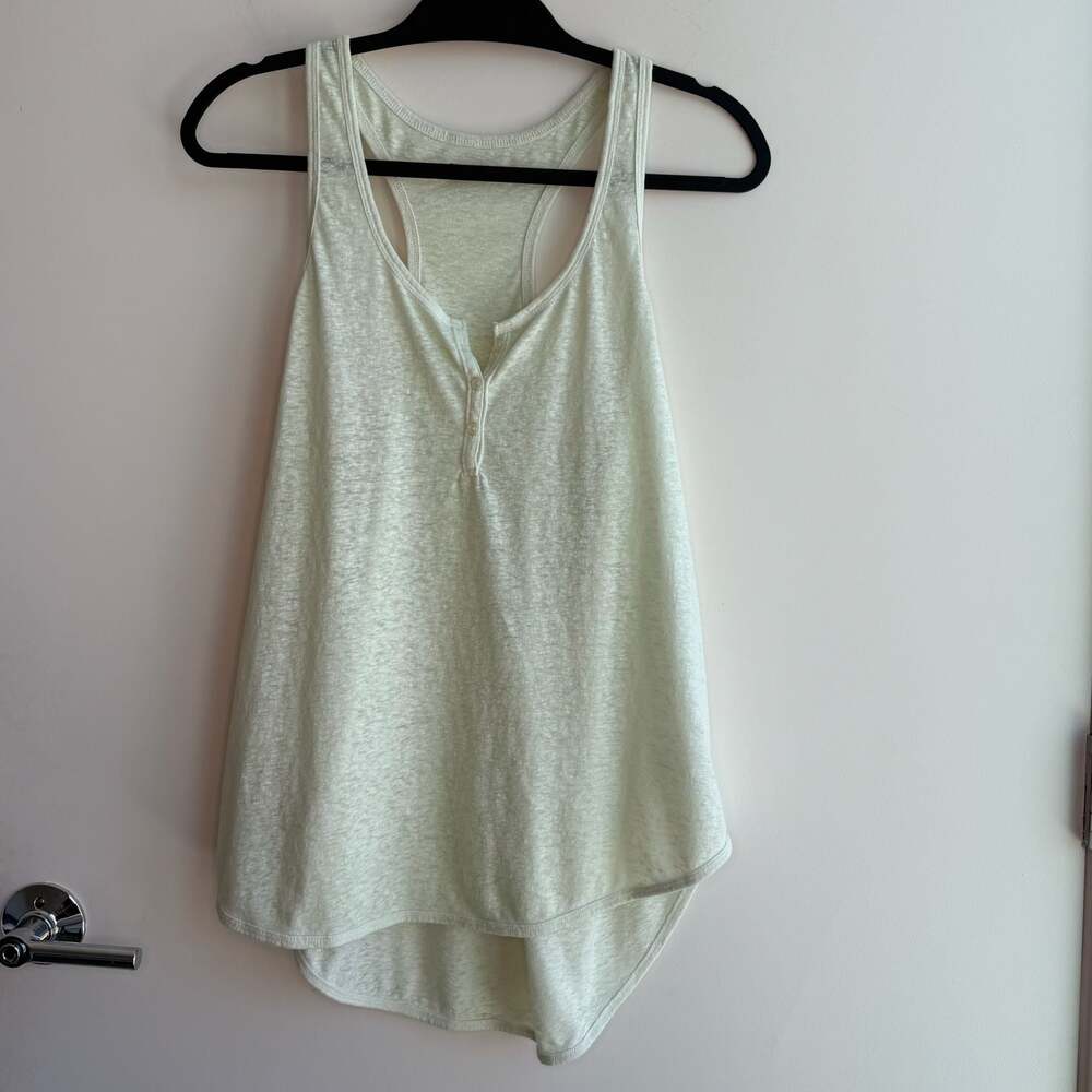American Eagle Outfitters Racerback Henley Tank Top in Light Green